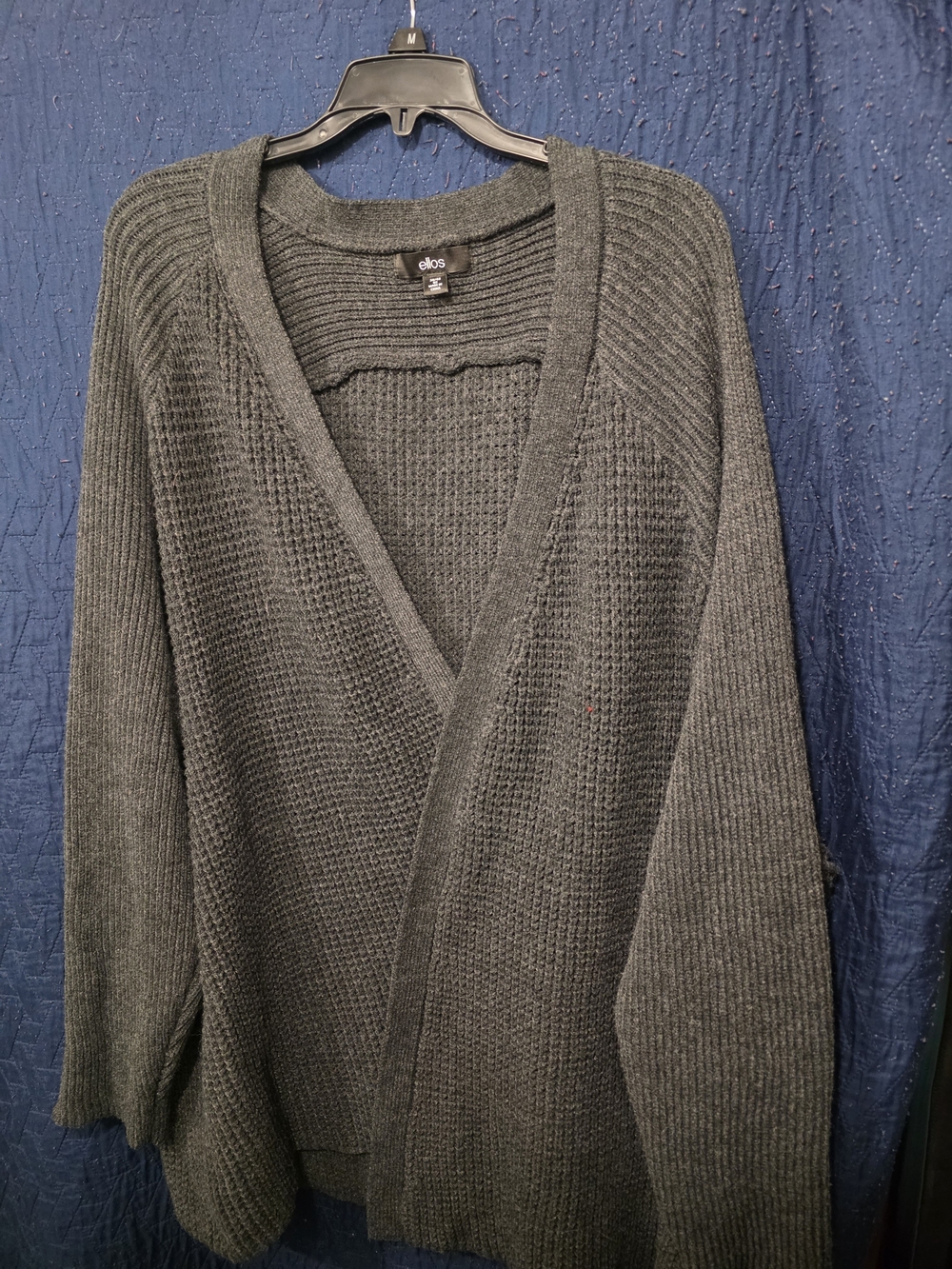 ellos Dark Charcoal Open-Front Knit Cardigan